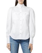 The Kooples High Neck Puff Sleeve Blouse