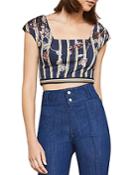Bcbgmaxazria Striped Sequined Cropped Top