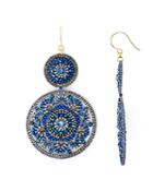 Miguel Ases Beaded Double Circle Drop Earrings