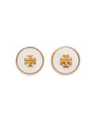 Tory Burch Kira Semi Precious Logo Circle Stud Earrings