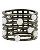 Freida Rothman Cultured Freshwater Pearl Textured Cage Ring