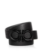 Salvatore Ferragamo Black Buckle Reversible Leather Belt
