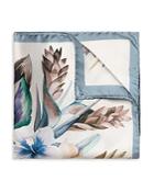 Eton Blue Floral Print Silk Pocket Square