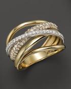 Diamond Pave Crossover Band In 14k White And Yellow Gold, .90 Ct. T.w.