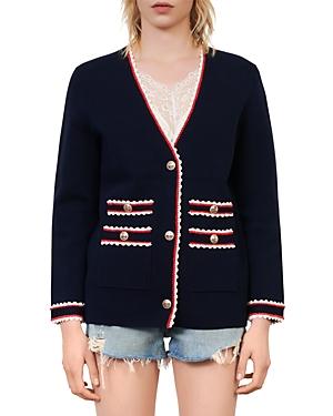 Maje Moulinette Contrast Trim Cardigan