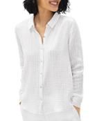 Eileen Fisher Striped Button Down Cotton Shirt