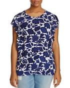 Lucky Brand Plus Floral Flutter Sleeve Top