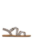 Toms Women's Sicily Cheetah Print Crisscross Strap Flat Sandals