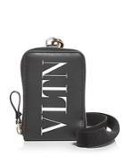 Valentino Garavani Logo Print Leather Zip Wallet & Neck Strap