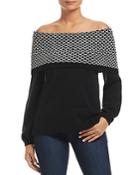 Heather B Foldover Off-the-shoulder Sweater