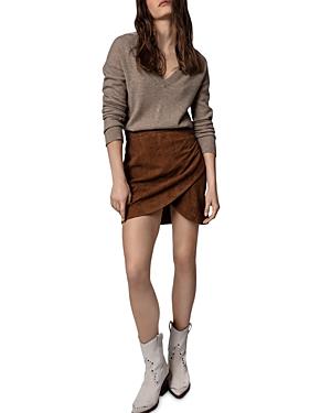 Zadig & Voltaire Julipe Suede Faux Wrap Mini Skirt