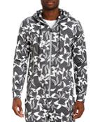 Robert Graham Bermuda Grass Stretch Tropical Print Classic Fit Full Zip Hoodie