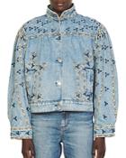 Sandro Jackie Embroidered Denim Jacket