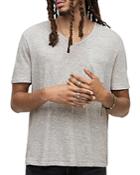 John Varvatos Driggs Short Sleeve V Neck Feeder Stripe Tee