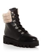 Aquatalia Women's Alyssa Shearling Trim Weatherproof Hiking Boots