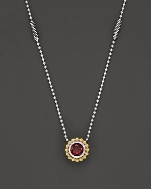 Lagos Sterling Silver And 18k Gold Pendant Necklace With Garnet, 16