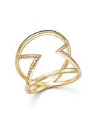 Meira T 14k Yellow Gold Open Zigzag Ring With Diamonds