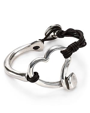 Uno De 50 Heart & Leather Bracelet