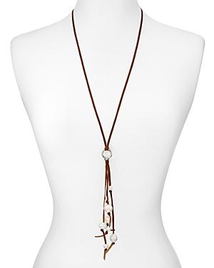 Chan Luu Leather & Cultured Freshwater Pearl Drop Necklace, 28