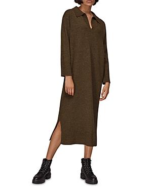 Whistles Collared Knit Midi Dress