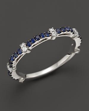 Sapphire And Diamond Ring In 14k White Gold