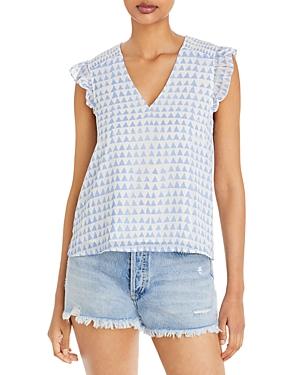 Aqua X Studio 189 Flutter Sleeve Geometric Print Top - 100% Exclusive
