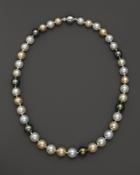 14k White Gold South Sea And Tahitian Pearl Necklace