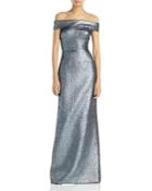 Teri Jon By Rickie Freeman Jacquard Roll Neck Gown