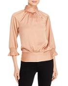 Karl Lagerfeld Paris Mock Neck Three Quarter Sleeve Top