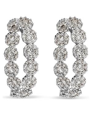 Hueb 18k White Gold Diamond Flower Drop Earrings
