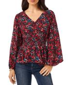 Vince Camuto Floral Print Balloon Sleeve Top