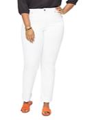 Nydj Plus Marilyn Straight-leg Cuffed Ankle Jeans In Optic White