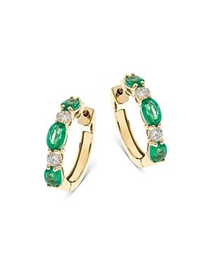 Bloomingdale's Emerald & Diamond Hoop Earrings In 14k Yellow Gold - 100% Exclusive