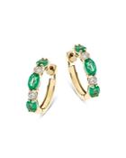 Bloomingdale's Emerald & Diamond Hoop Earrings In 14k Yellow Gold - 100% Exclusive