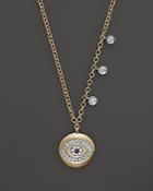 Meira T Yellow Gold Evil Eye Necklace With Diamond Bezels, 16