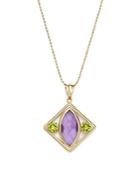 Amethyst And Peridot Pendant Necklace In 14k Yellow Gold, 17 - 100% Exclusive