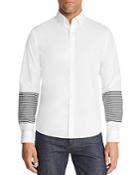 Michael Kors Engineered Striped-sleeve Classic Fit Button-down Shirt