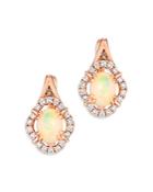 Bloomingdale's Opal, Champagne & Brown Diamond Leverback Earrings In 14k Rose Gold - 100% Exclusive