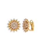 Hueb 18k Yellow Gold Tribal Diamond Sunburst Stud Earring