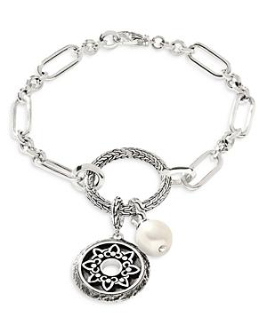 John Hardy Sterling Silver Collector Link Bracelet, Flower & Freshwater Pearl Amulets, Set Of 3