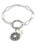 John Hardy Sterling Silver Collector Link Bracelet, Flower & Freshwater Pearl Amulets, Set Of 3