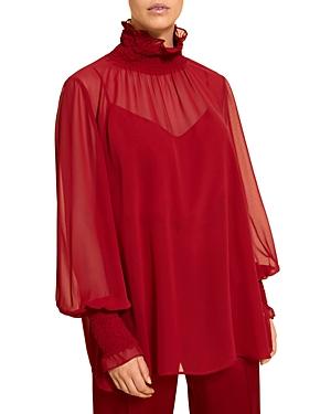 Marina Rinaldi Bang Ruffled Mock Neck Blouse