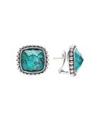 Lagos Sterling Silver Maya Escape Chrysocolla Doublet Square Omega Clip Earrings