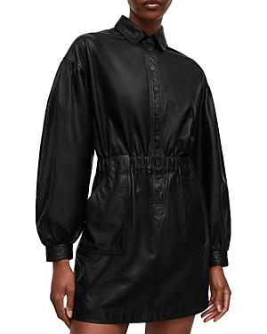 Allsaints Rowan Leather Shirt Dress