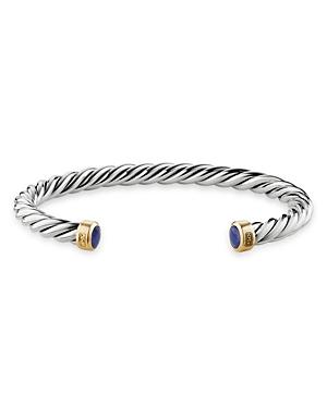 David Yurman Cable Cuff Bracelet In Sterling Silver & 18k Yellow Gold With Lapis Lazuli