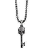 David Yurman Sterling Silver Memento Skull Key Pendant With Black Diamonds