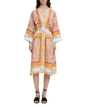 Maje Voquillage Scarf Print Linen Kimono