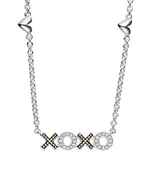 Lagos 18k Gold & Sterling Silver Beloved Xoxo Diamond Necklace, 16
