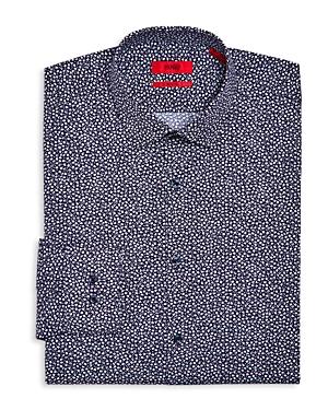 Hugo Cotton Micro Floral Print Slim Fit Dress Shirt