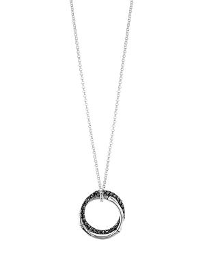 John Hardy Sterling Silver Bamboo Lava Medium Interlink Pendant Necklace With Black Sapphires, 16
